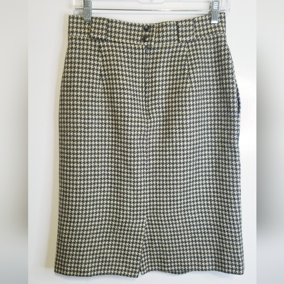 Vintage Jones New York Houndstooth 100% Pure Wool Skirt - Picture 7 of 15